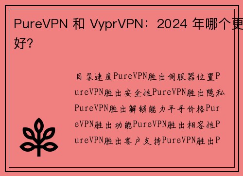 PureVPN 和 VyprVPN：2024 年哪个更好？